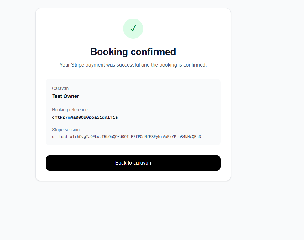 Booking confirmation after Stripe payment